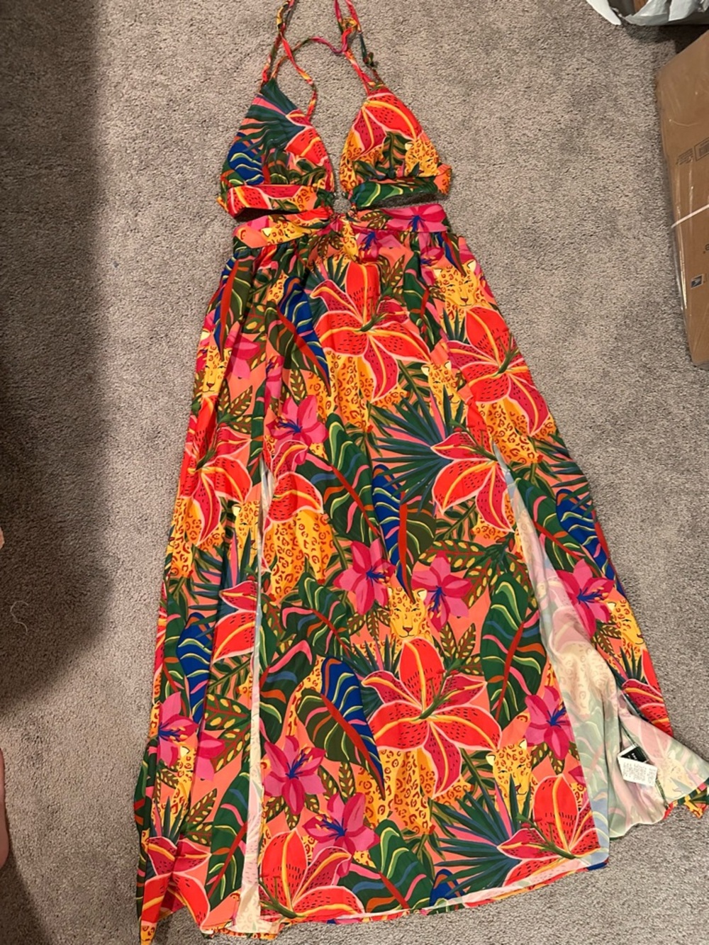 SHEIN Tropical Cutout Maxi Dress - Picture 3 of 8